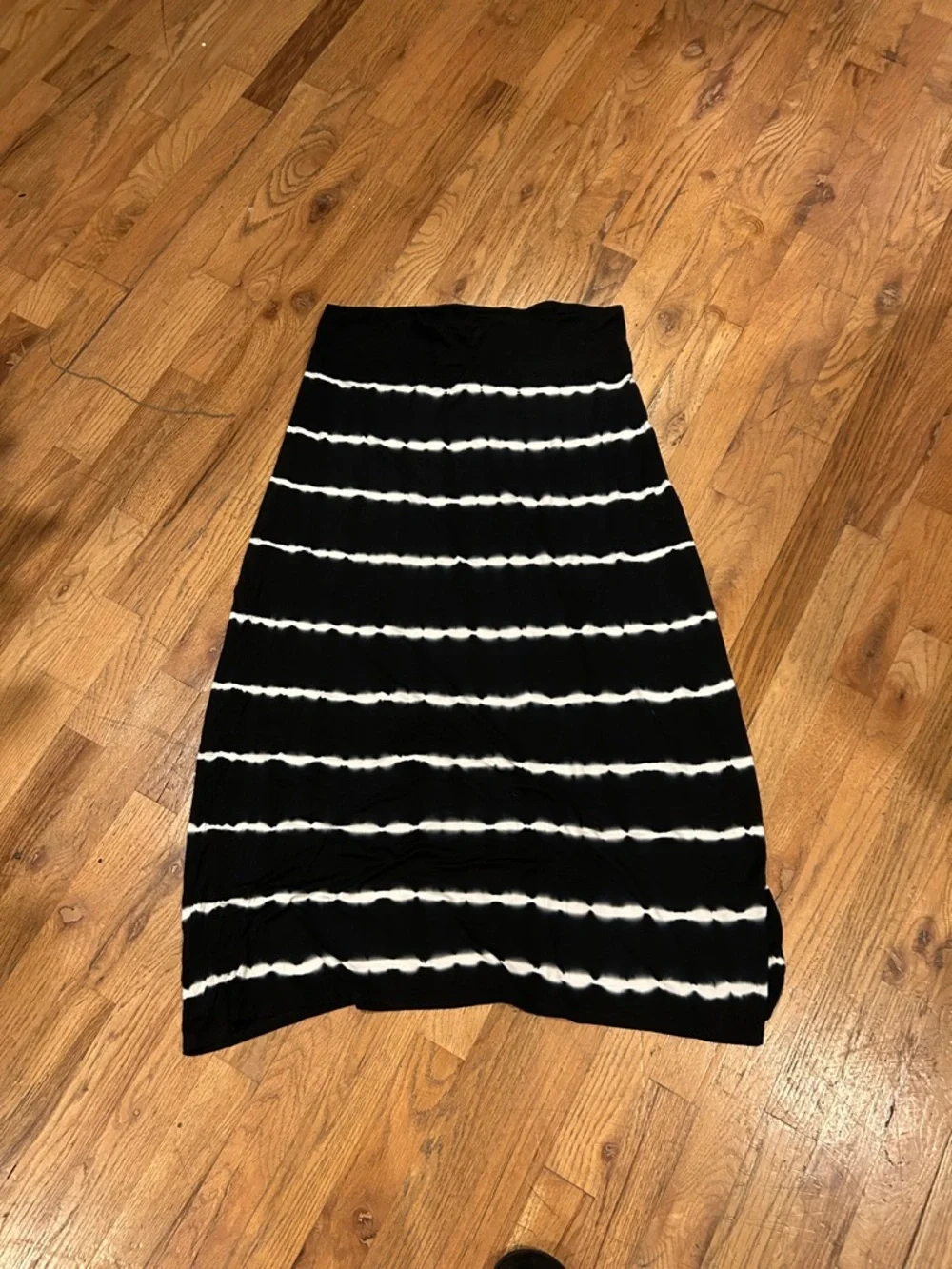 Kensie Black and White Striped Maxi Skirt